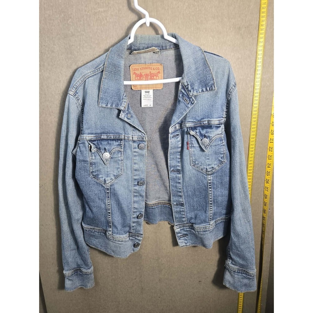Levis Junior Large Denim Trucker Jacket Light Wash Blue Jean Jacket
